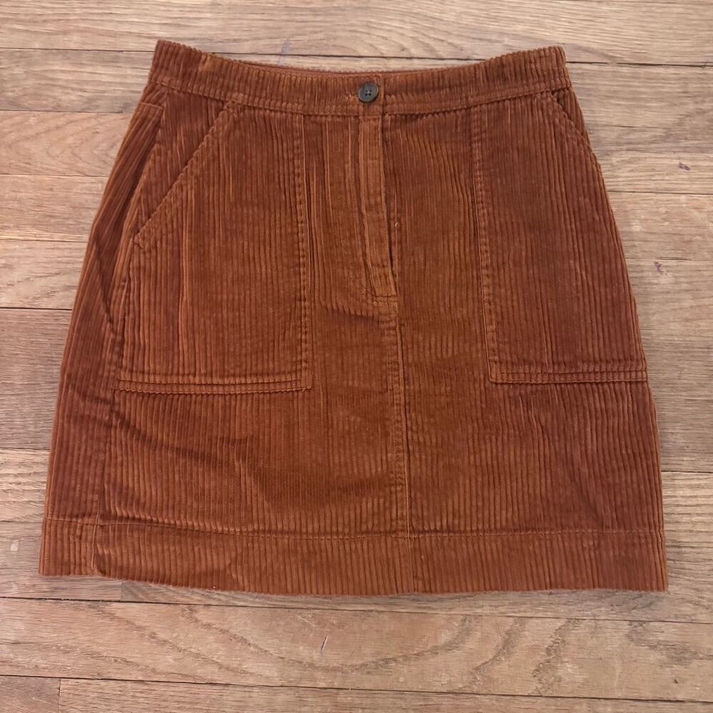Gap brown corduroy front zip pencil mini skirt size 0
 b71